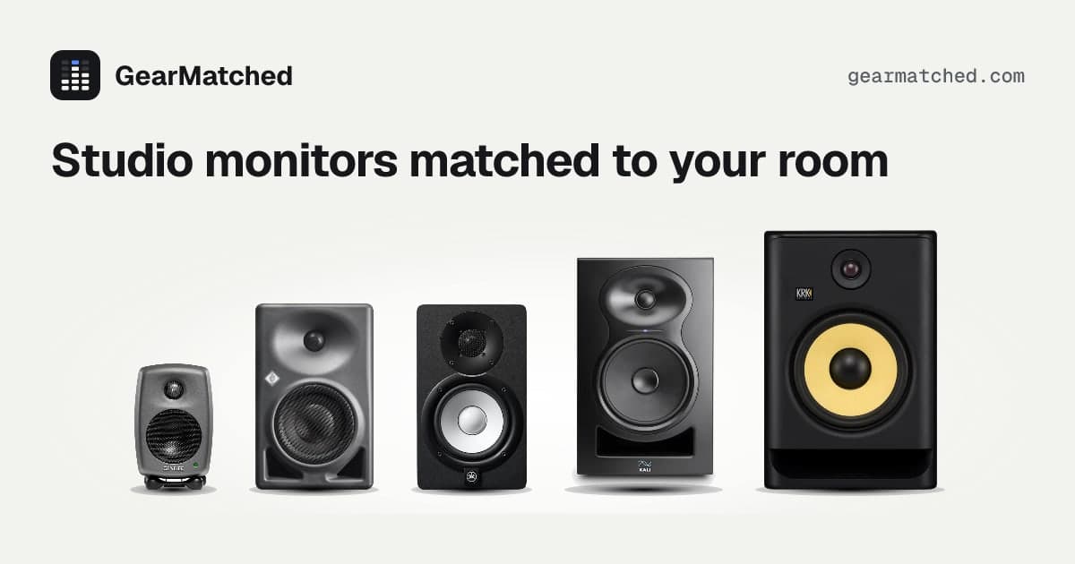 Studio monitors drawn at true scale on the GearMatched homepage